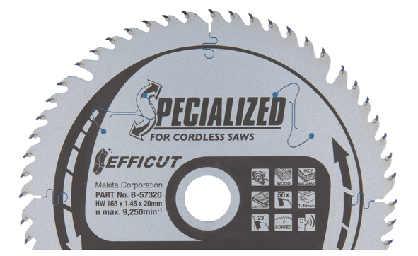 Pjovimo diskas medienai Makita EFFICUT; 165x1,45x20,0 mm; Z56; 23°