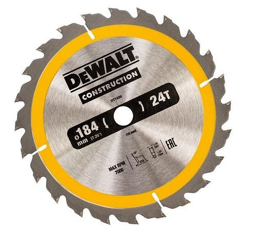 Pjovimo diskas medienai DeWalt; 184x1,8x16,0 mm; Z24; 16° 