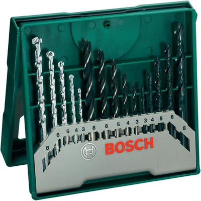 Universalių grąžtų komplektas metalui Bosch Mini X-Line; 3-8 mm; 15 vnt.