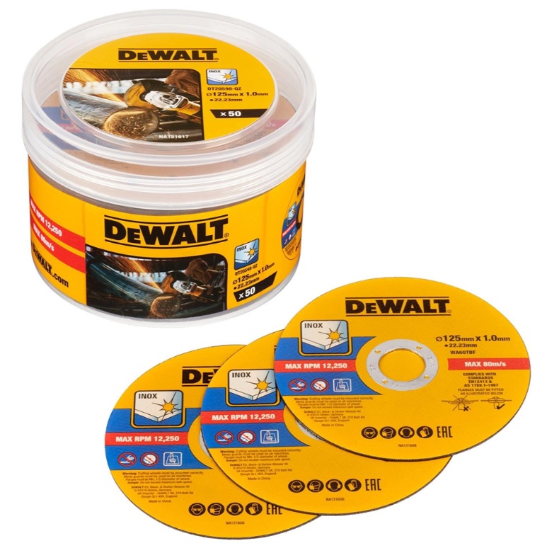Abrazyvinis pjovimo diskas DeWalt DT20598-QZ; 125x22,23x1,0 mm; 50 vnt.