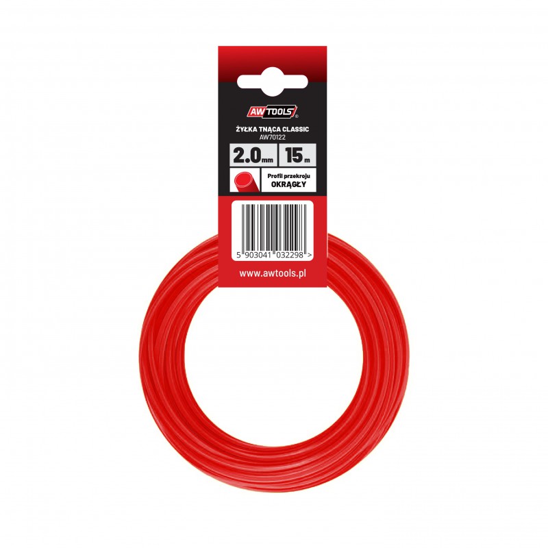 Pjovimo gija AWTools AW70122; (2 mm/15 m) oranžinė, apvali 