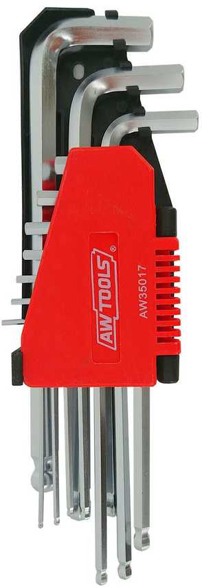 Šešiakampių raktų rinkinys AWTools AW35017BL; 2-12 mm; 10 vnt.