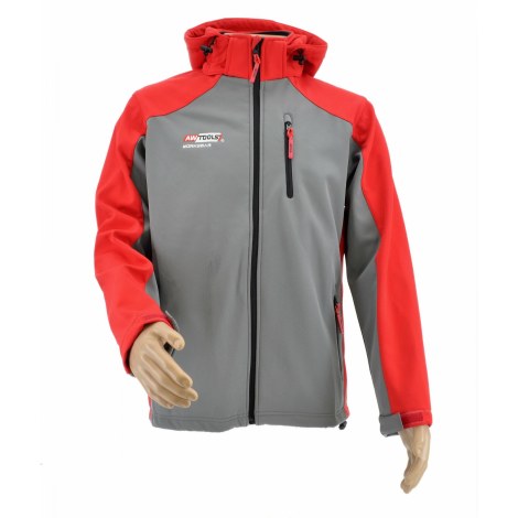 Darbinė striukė su gobtuvu AWTools AW02703; T4; XL raudona/pilka