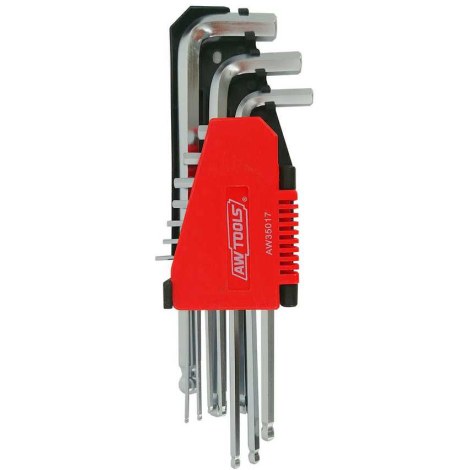 Šešiakampių raktų rinkinys AWTools AW35017BL; 2-12 mm; 10 vnt.