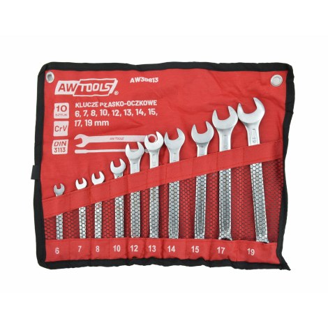 Kombinuotas raktas AWTools AW39813; 6-19 mm; 10 vnt.