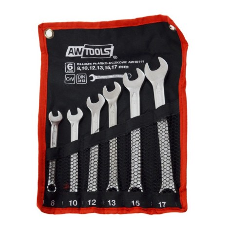 Kombinuotų raktų komplektas AWTools AW40111; 8-17 mm; 6 vnt.