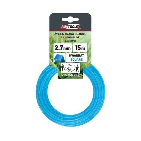 Pjovimo gija AWTools AW70130; (2,7 mm/15 m) mėlyna, kvadratinė