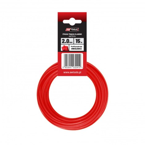 Pjovimo gija AWTools AW70133; (1,6 mm/15 m) oranžinė, 6-briaunė 