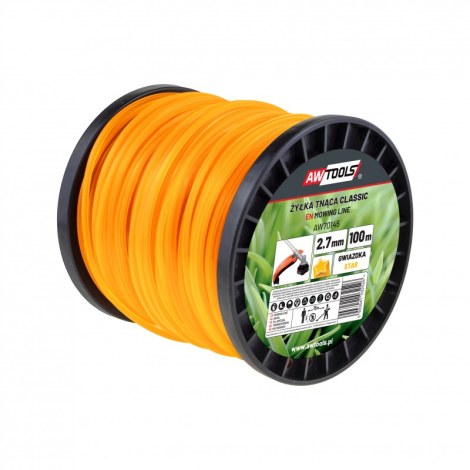Pjovimo gija AWTools AW70146; (3 mm/100 m) geltona, 6-briaunė