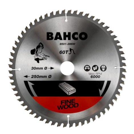 Pjovimo diskas medienai Bahco 8501-305-30-60SW; 305x30 mm; 60T; 0°