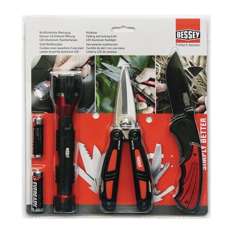 Rinkinys daugiafunkcinės replės ir žibintuvėlis Bessey DBST-Set + peilis