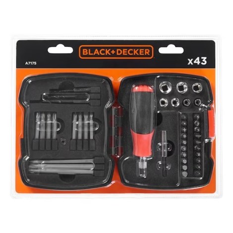 Įrankių komplektas Black & Decker A7175-XJ; 43 vnt.