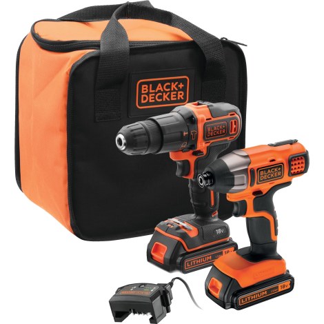 Įrankių rinkinys Black & Decker BCK21S2S-QW (BDCHD18 + BDCIM18N); 18 V; 2x1,5 Ah akum.
