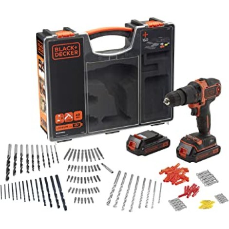 Smūginis suktuvas-gręžtuvas Black & Decker BDCHD18BOA-QW; 18 V; 2x1,5 Ah akum. + priedai 