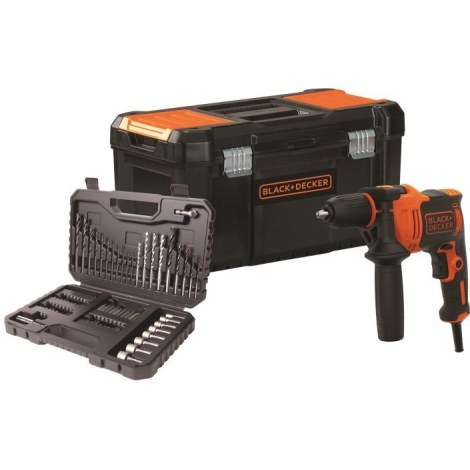 Elektrinis smūginis gręžtuvas Black & Decker BEH710KA80 + priedai