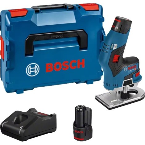 Briaunų freza Bosch GKF 12V-8; 12 V; 2x3,0 Ah akum.
