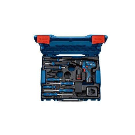 Suktuvas-gręžtuvas Bosch GSR 12V-15 Professional; 12 V; 2x2,0 Ah akum. + priedai