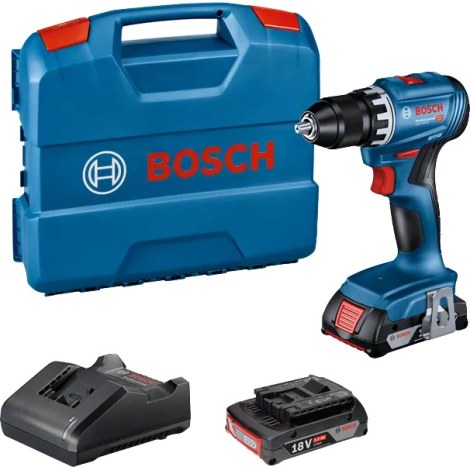Suktuvas-gręžtuvas Bosch GSR 18V-45 Professional; 18 V; 2x2,0 Ah akum. + L-Case