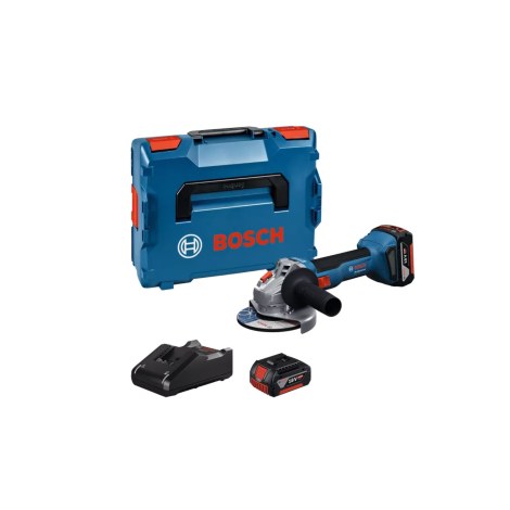 Akumuliatorinis kampinis šlifuoklis Bosch GWS 18V-8 Professional; 125 mm; 18 V; 2x5,0 Ah akum. + L-BOXX 136