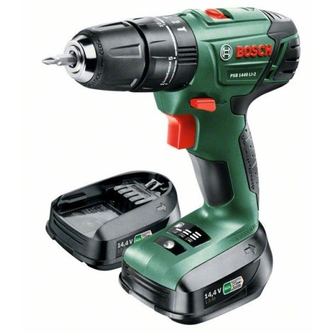 Smūginis suktuvas-gręžtuvas Bosch PSB 1440 Li-2; 14,4 V; 2x1,5 Ah akum.