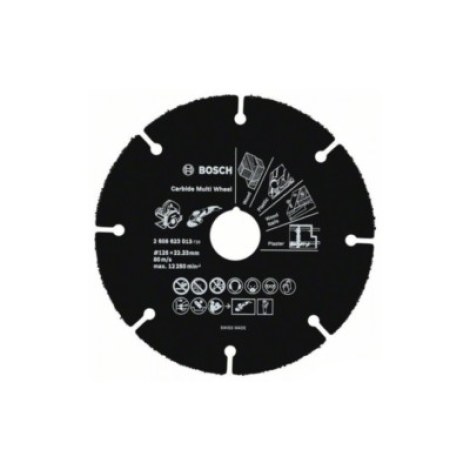 Pjovimo diskas medienai pjauti kampiniu šlifuokliu Bosch Carbide MultiWheel; 125x1x22,23 mm; 10 vnt.