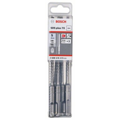 Grąžtas betonui Bosch SDS-plus 7X; 5x100x165 mm; 10 vnt.