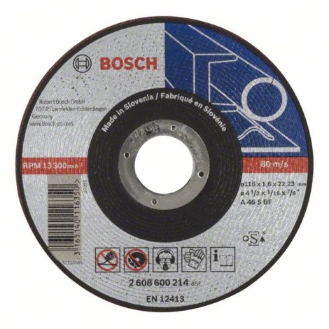 Abrazyvinis pjovimo diskas Bosch A46 S BF; 115x1,6 mm 