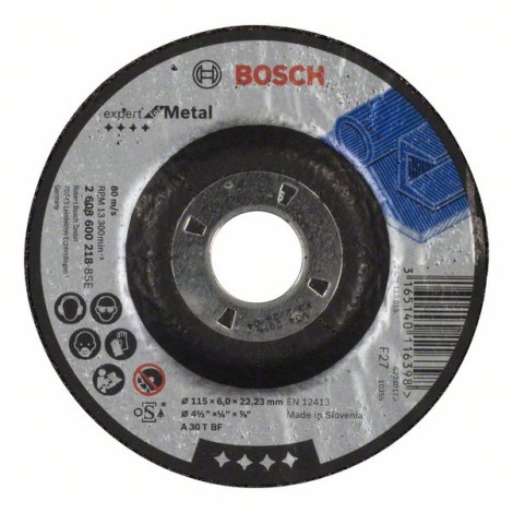 Šlifavimo diskas Bosch A 30 T BF; 115x6 mm 