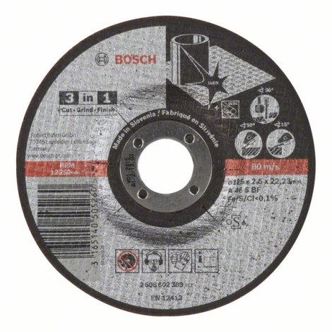 Pjovimo - šlifavimo diskas Bosch A46 S BF; 125x2,5 mm 