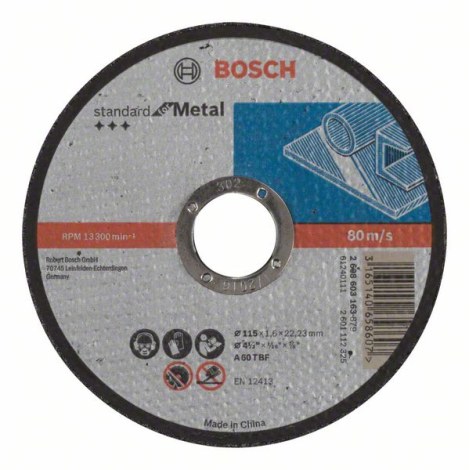 Abrazyvinis pjovimo diskas Bosch Standard; 115x1,6 mm