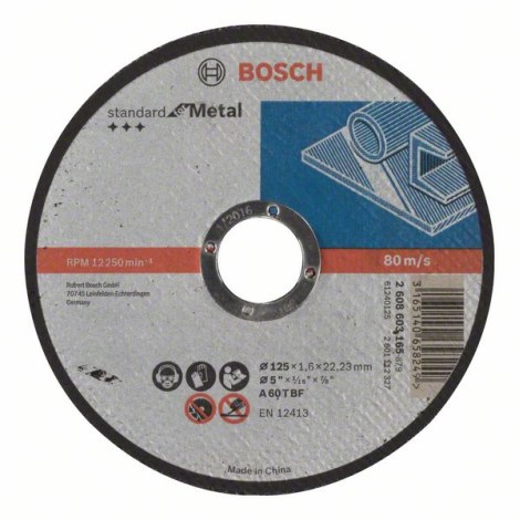 Abrazyvinis pjovimo diskas Bosch Standard; 125x1,6 mm