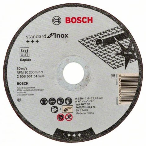 Abrazyvinis pjovimo diskas Bosch Standard for Inox 2608603170; 115x22,23 mm