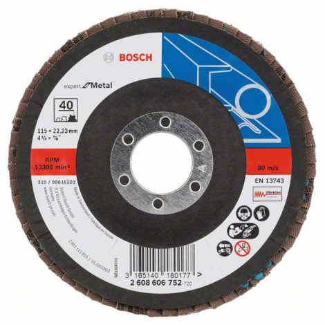 Vėduoklinis šlifavimo diskas Bosch Best for Metal; 115 mm 