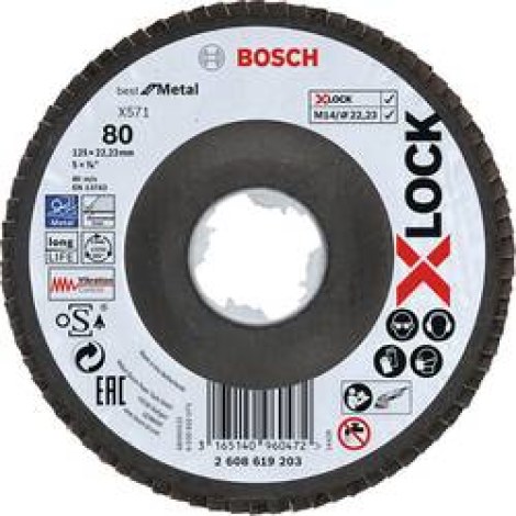 Vėduoklinis šlifavimo diskas Bosch X-LOCK; 125 mm; K 80