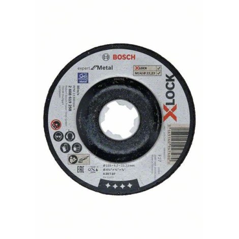 Šlifavimo diskas Bosch 2608619258; 115x22,23 mm; X-Lock