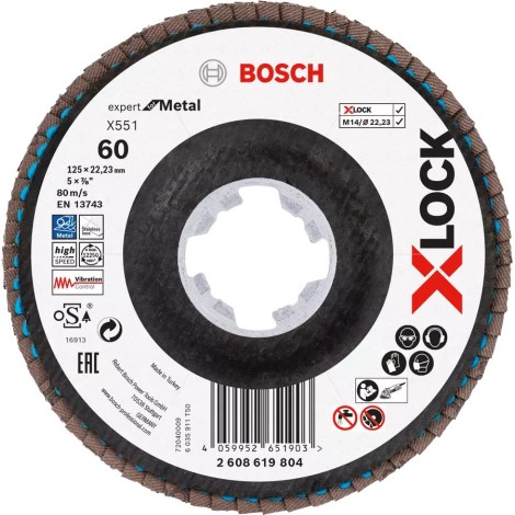 Vėduoklinis šlifavimo diskas Bosch X551; 125 mm; K60