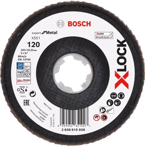 Vėduoklinis šlifavimo diskas Bosch X551; 125 mm; K120