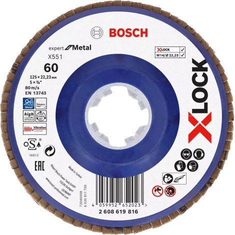 Vėduoklinis šlifavimo diskas Bosch X551; 125 mm; K60