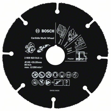 Pjovimo diskas medienai pjauti kampiniu šlifuokliu Bosch 2608623013; 125x1 mm