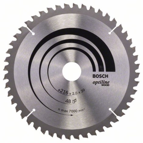 Pjovimo diskas medienai Bosch OPTILINE WOOD; 216x2x30,0 mm; Z48; -5°  