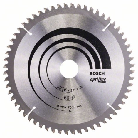 Pjovimo diskas medienai Bosch OPTILINE WOOD; 216x2x30,0 mm; Z60; -5°  