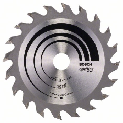 Pjovimo diskas medienai Bosch OPTILINE WOOD; 140x2,4x20,0 mm; Z20; 15°  