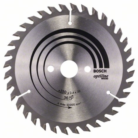 Pjovimo diskas medienai Bosch OPTILINE WOOD; 150x2,4x20,0 mm; Z36; 15°  