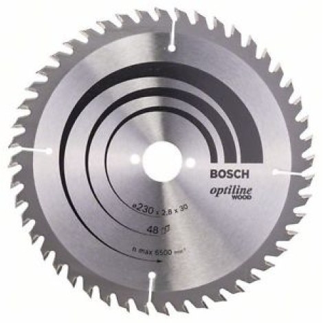Pjovimo diskas medienai Bosch OPTILINE WOOD; 230x2,8x30,0 mm; Z48; 15°  