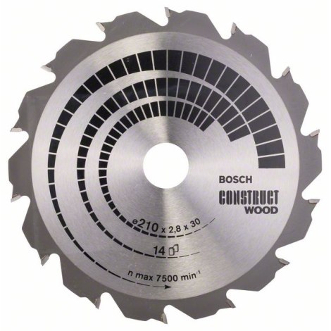 Pjovimo diskas medienai Bosch CONSTRUCT WOOD; 210x2,8x30,0 mm; Z14; 12°  