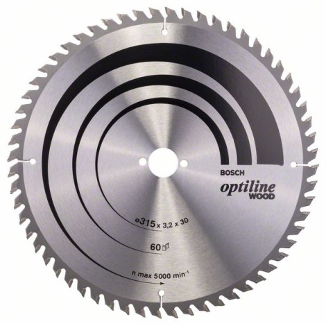 Pjovimo diskas medienai Bosch OPTILINE WOOD; 315x3,2x30,0 mm; Z60; 10°  
