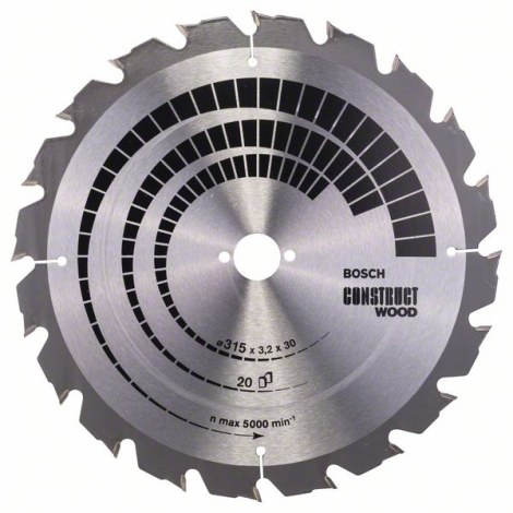 Pjovimo diskas medienai Bosch CONSTRUCT WOOD; 315x3,2x30,0 mm; Z20; 15°  