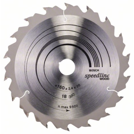 Pjovimo diskas medienai Bosch SPEEDLINE WOOD; 160x2,4x20,0 mm; Z18; 15°  