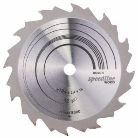 Pjovimo diskas medienai Bosch SPEEDLINE WOOD; 184x2,4x16,0 mm; Z12; 15°  