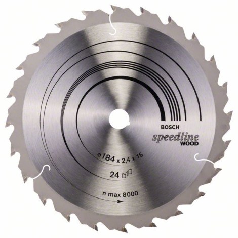 Pjovimo diskas medienai Bosch SPEEDLINE WOOD; 184x2,4x16,0 mm; Z24; 15°  